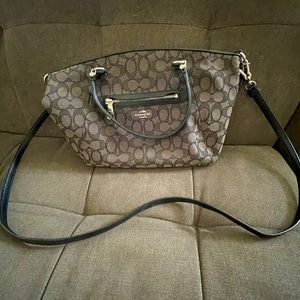 Coach black cross body purse - canvas/leather